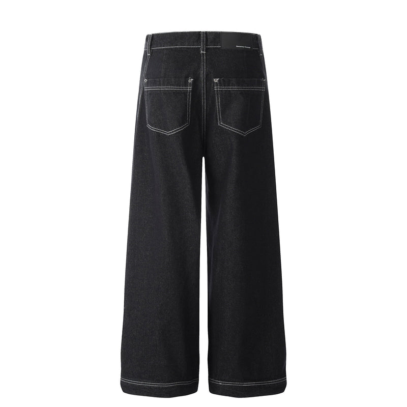 Omirad Contrast-Stitch Wide-Leg Jeans | Bold Denim Silhouette