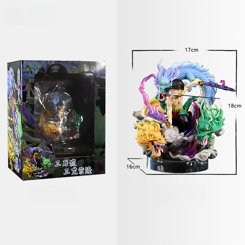 Zoro Action Figurine – 18cm with Three Dragon Heads and Dynamic Swords, Limited Edition – One Piece Collectible