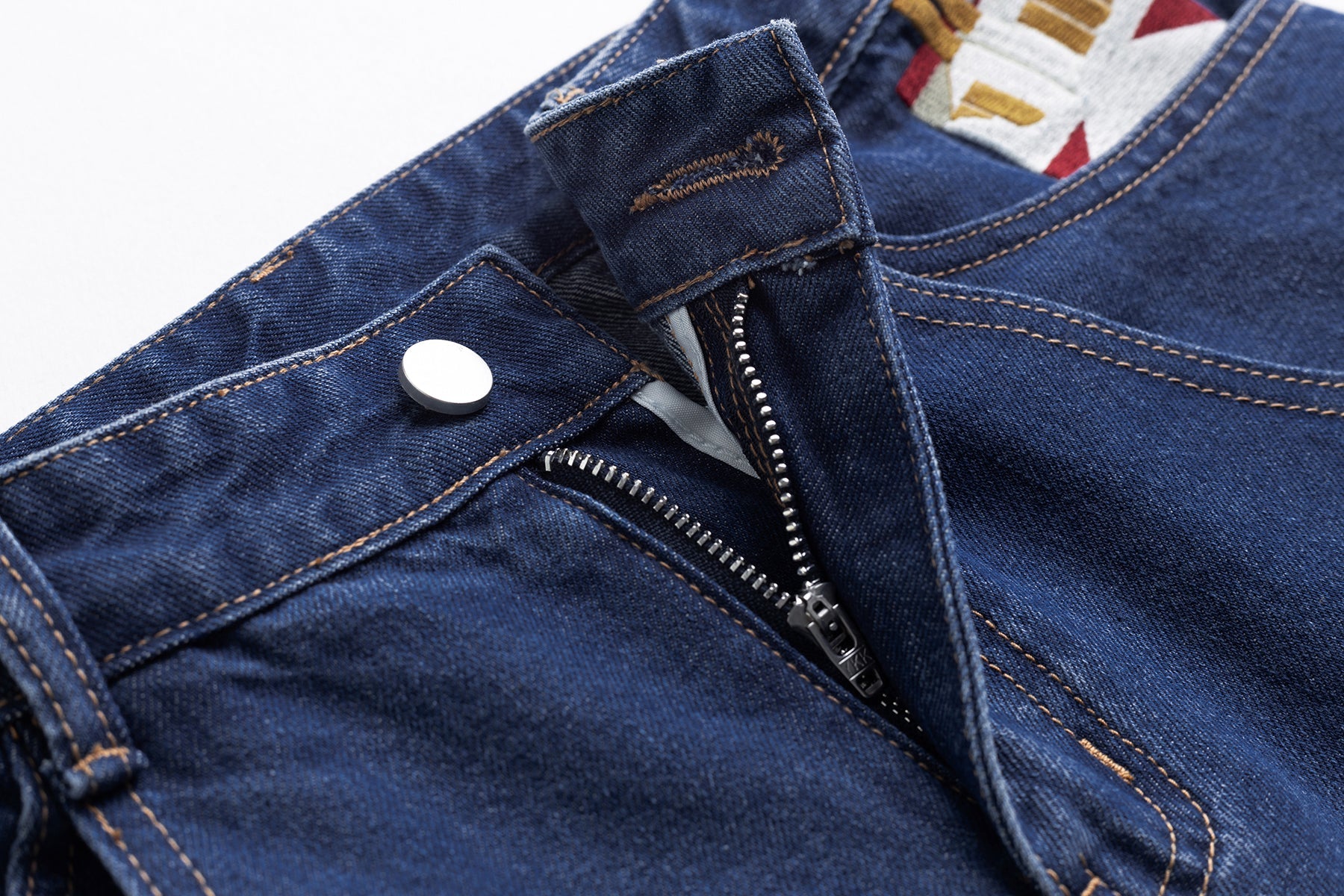 Omirad Embroidered Wide-Leg Cotton Denim Pants | Deep Blue