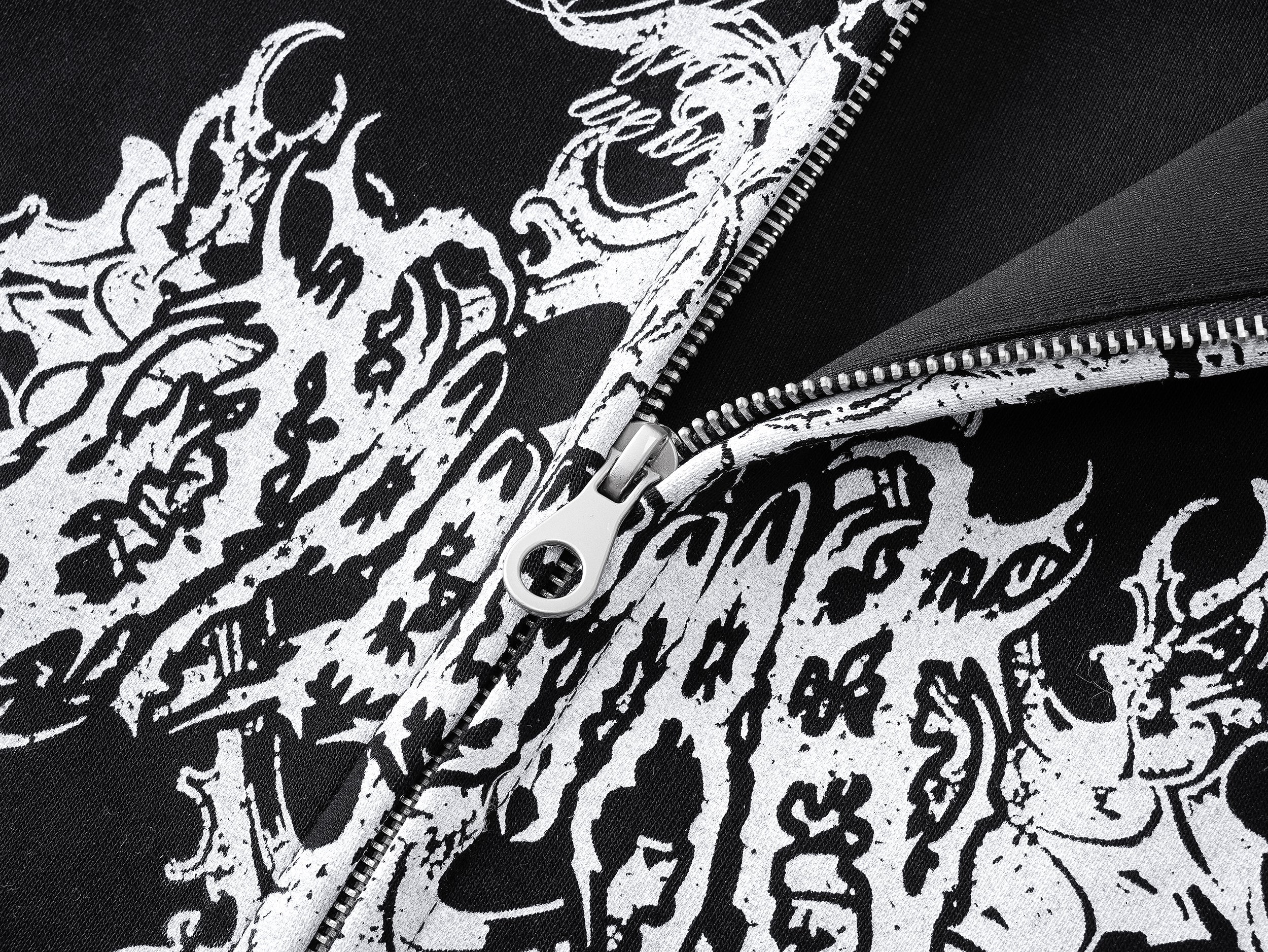 Gothic Cross Zip Hoodie | Oversized Streetwear Hoodie