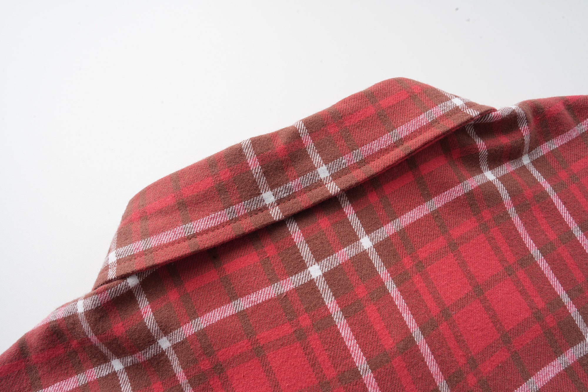 Red Plaid Patchwork Flannel Shirt | Varsity Chest Panels