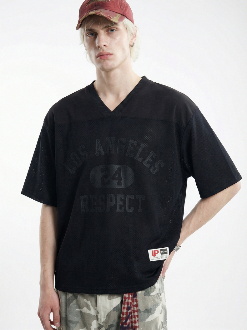 Los Angeles 24 Respect V-Neck Tee | Streetwear Mesh T-Shirt
