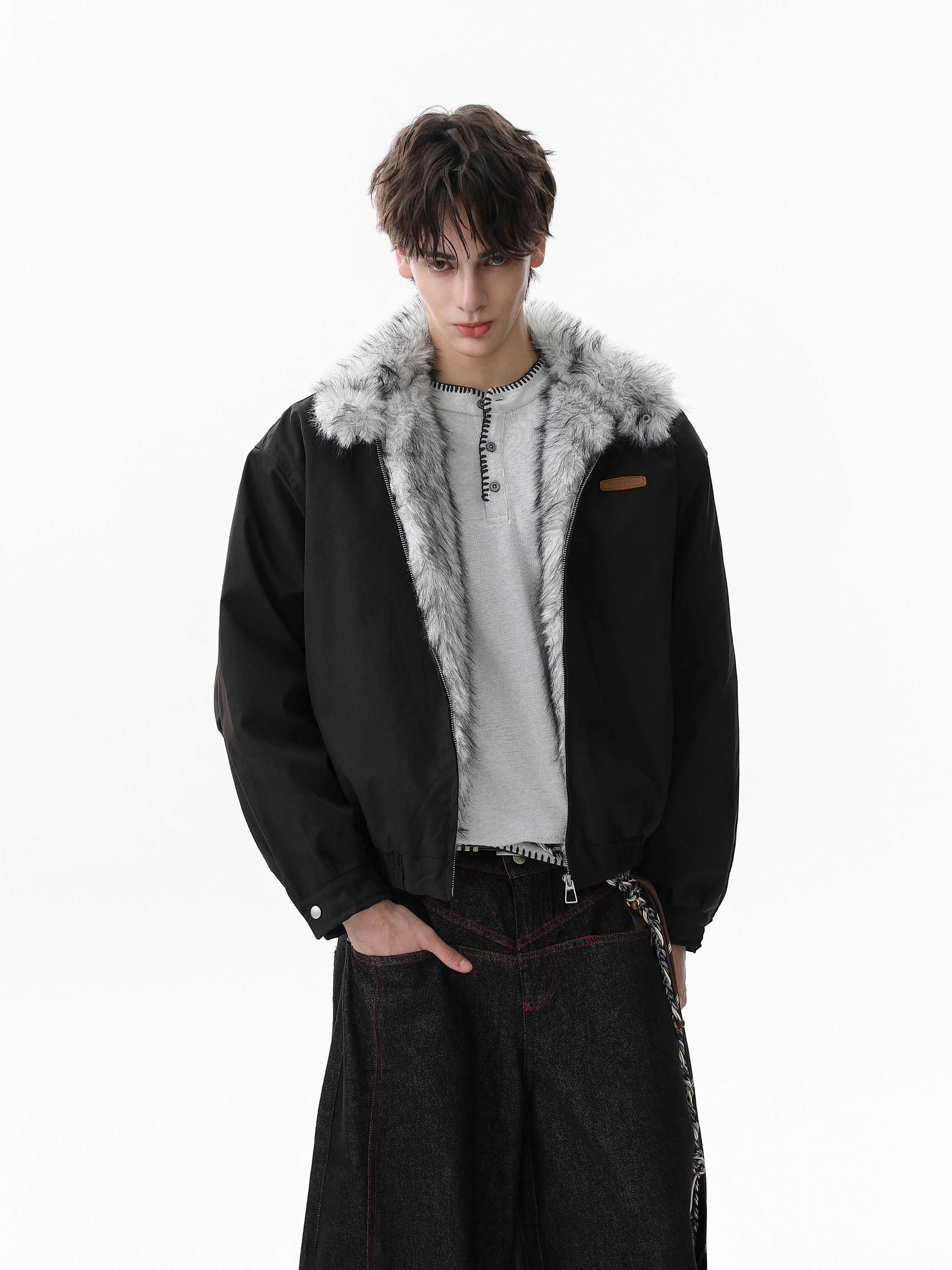 Omirad Minimal Faux-Fur Collar Bomber Jacket | Off-White