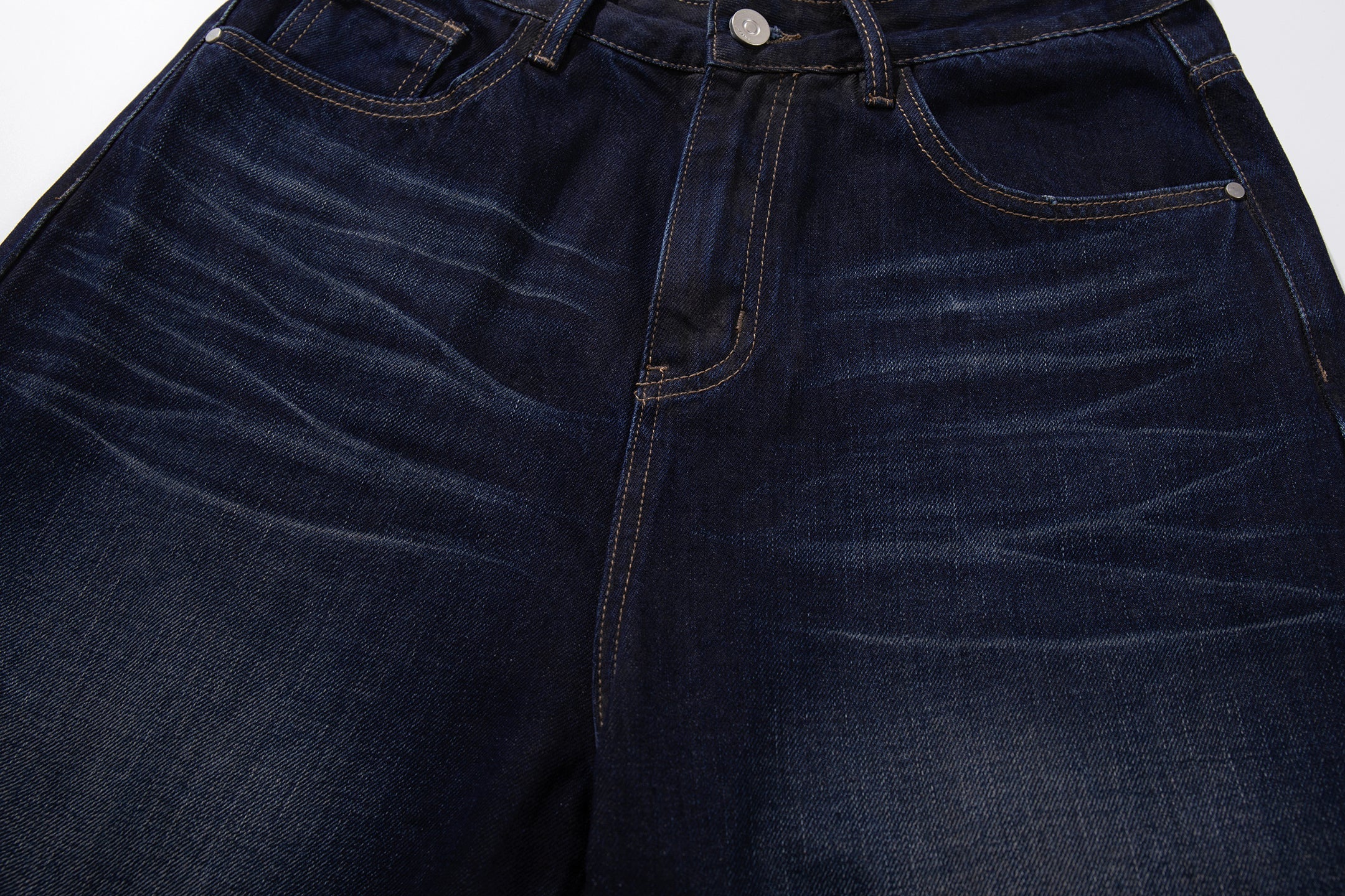Omirad Leather-Patch Wide-Leg Jeans | Deep Indigo Denim