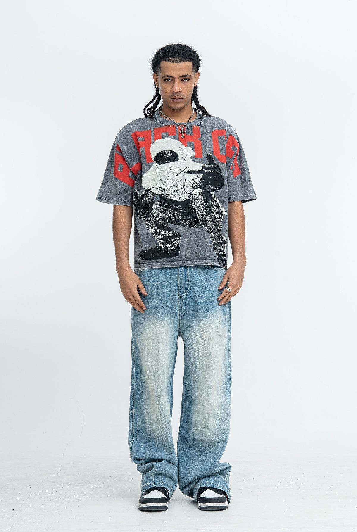 Omirad Black Off Oversized Graphic Tee | Vintage Wash Streetwear