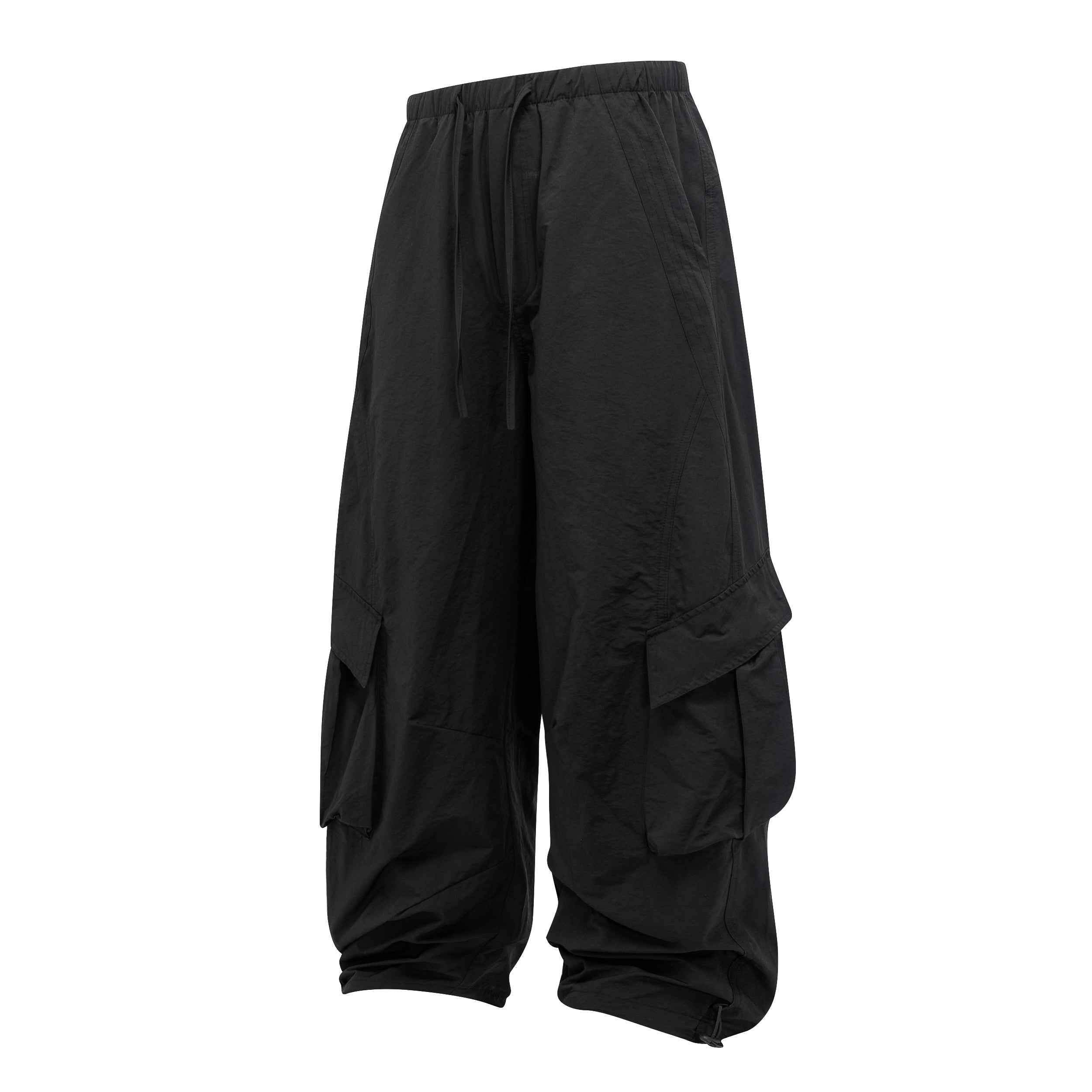 Wide-Leg Utility Cargo Pants | Drawstring Waist & Toggle Hem