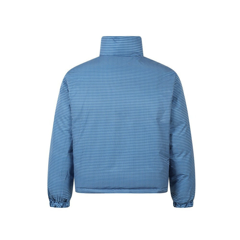 Reversible Hooded Puffer Jacket | Brown & Blue Check