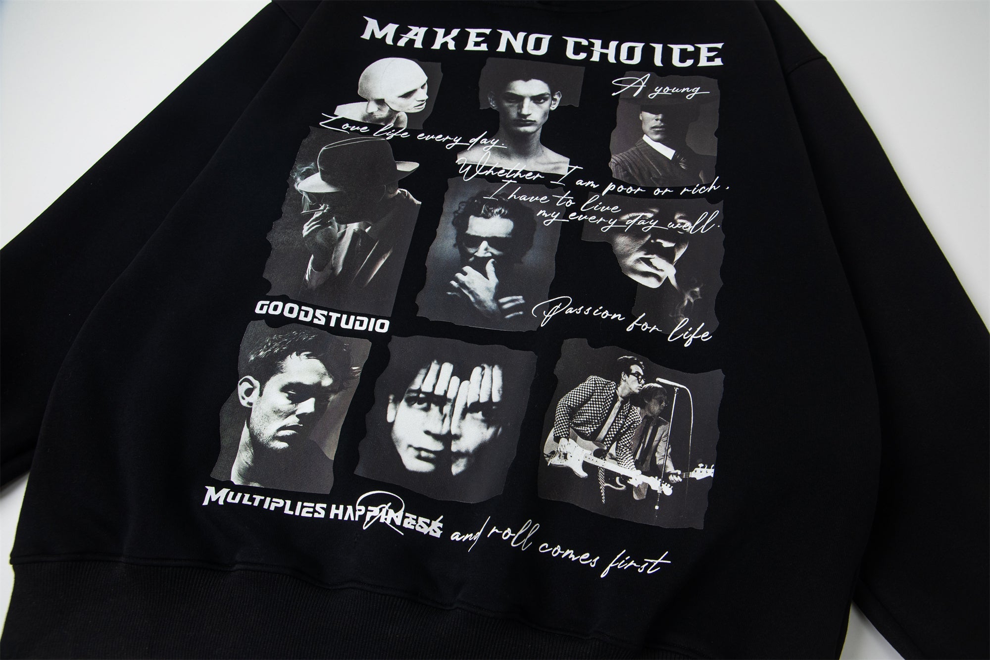 Omirad Make No Choice Dark Collage Graphic Hoodie | SEAKOFF