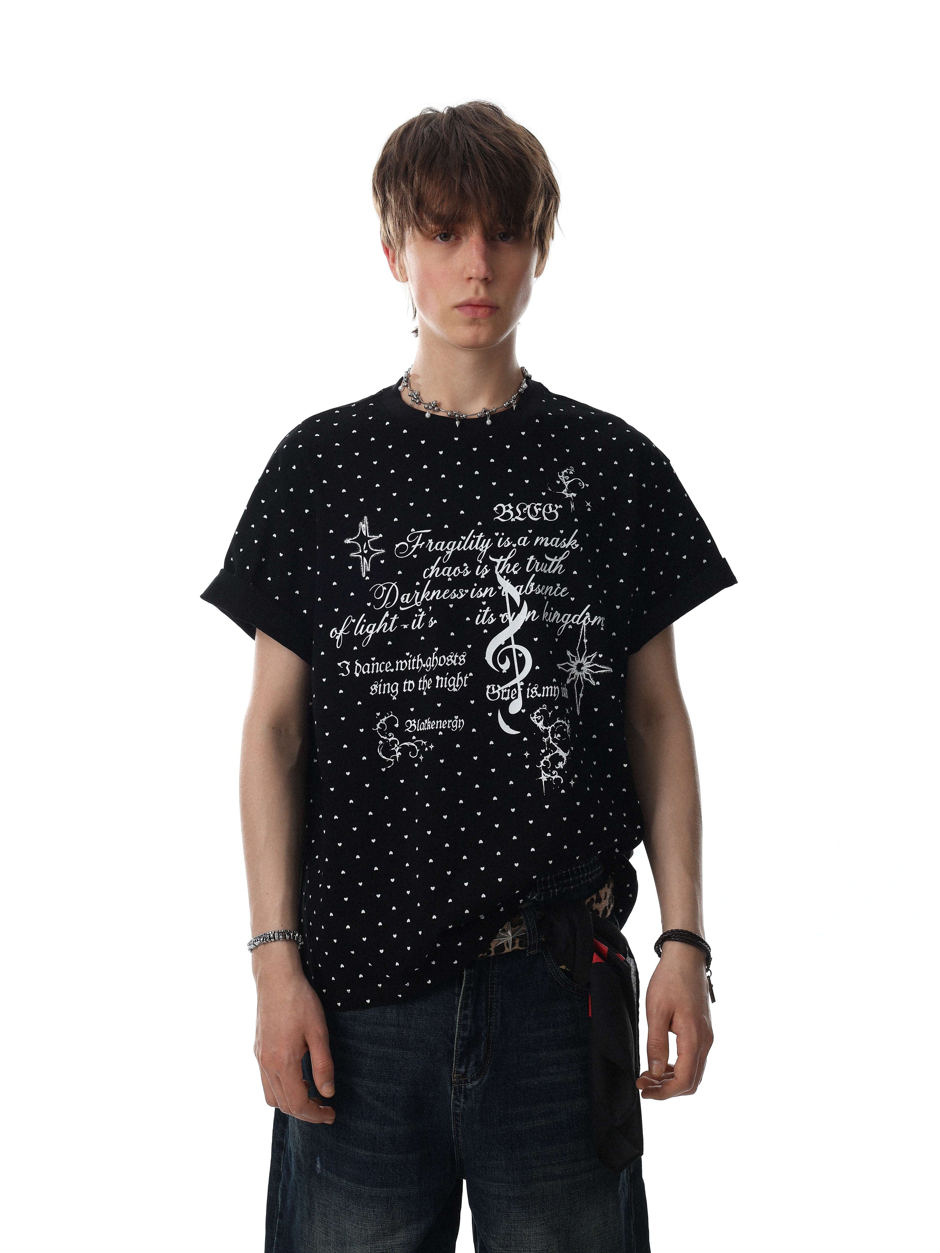 Allover Micro-Print Script Graphic Tee | Relaxed Streetwear