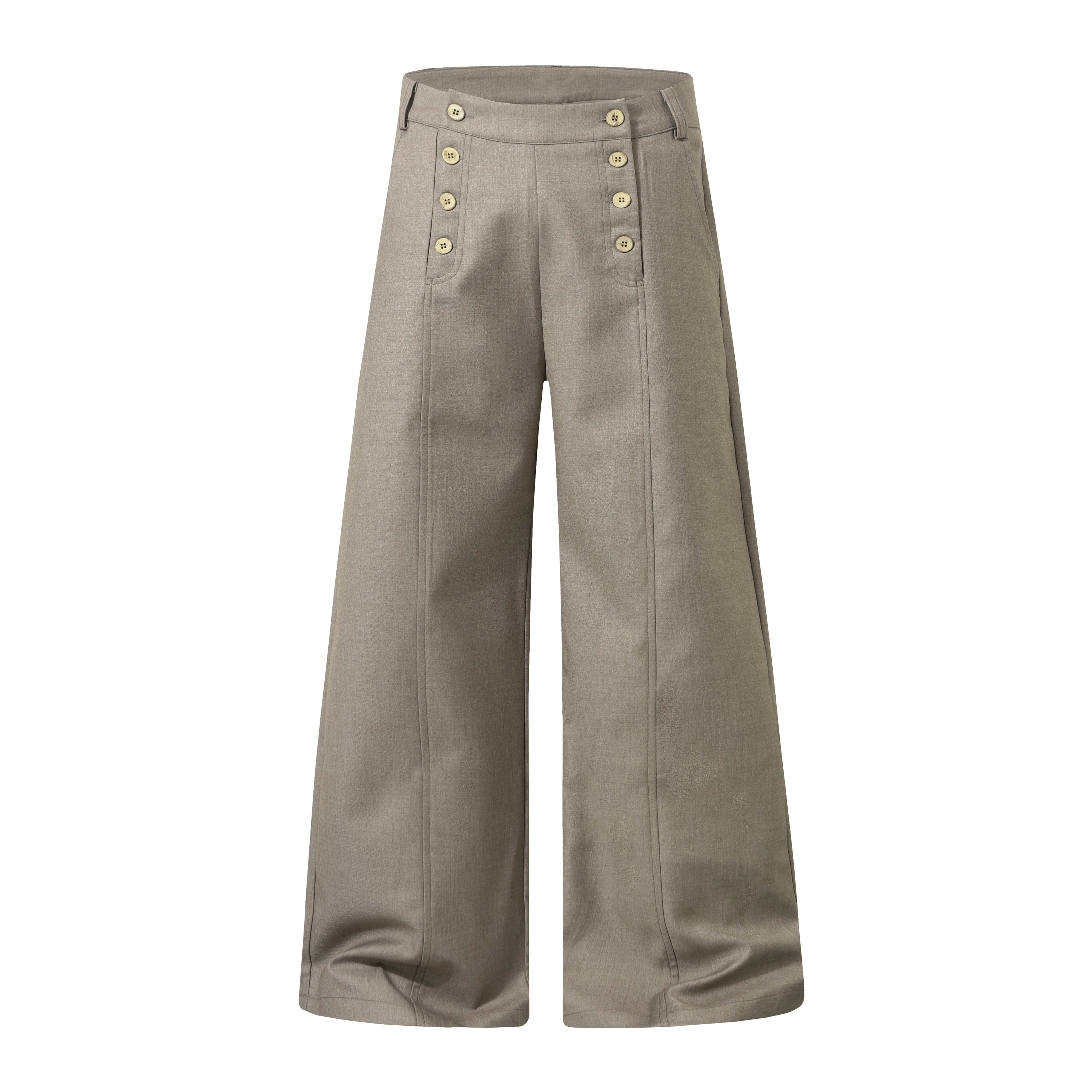 Wide-Leg Button-Front Trousers | Nautical Sailor Style