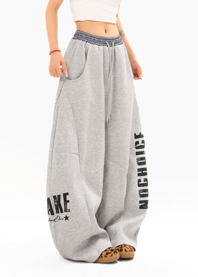 Double-Waist Checkered Print Wide-Leg Track Pants | Y2K Streetwear