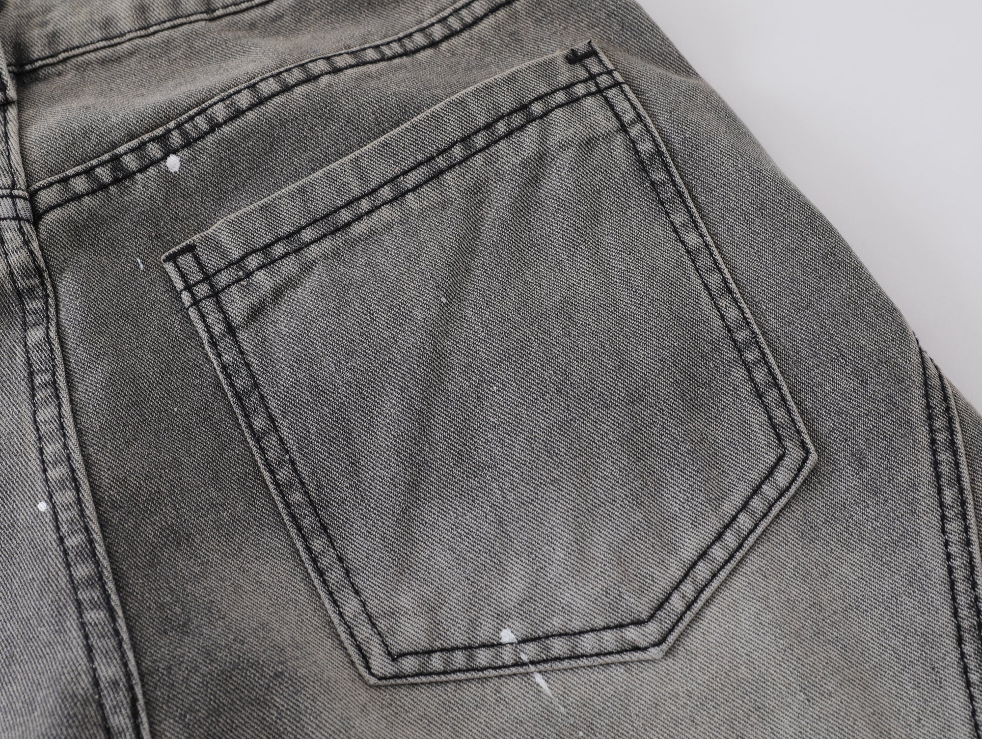 Speckled Fade Curved-Panel Wide-Leg Denim Pants | Omirad