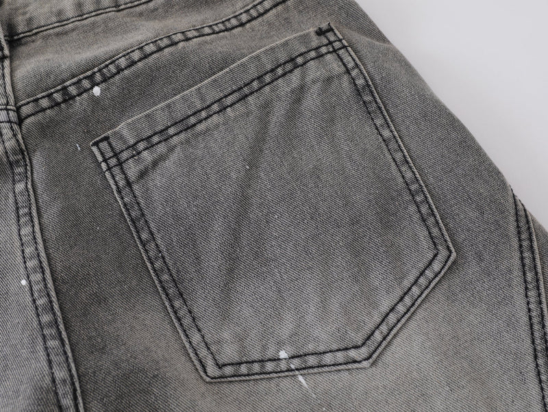 Speckled Fade Curved-Panel Wide-Leg Denim Pants | Omirad