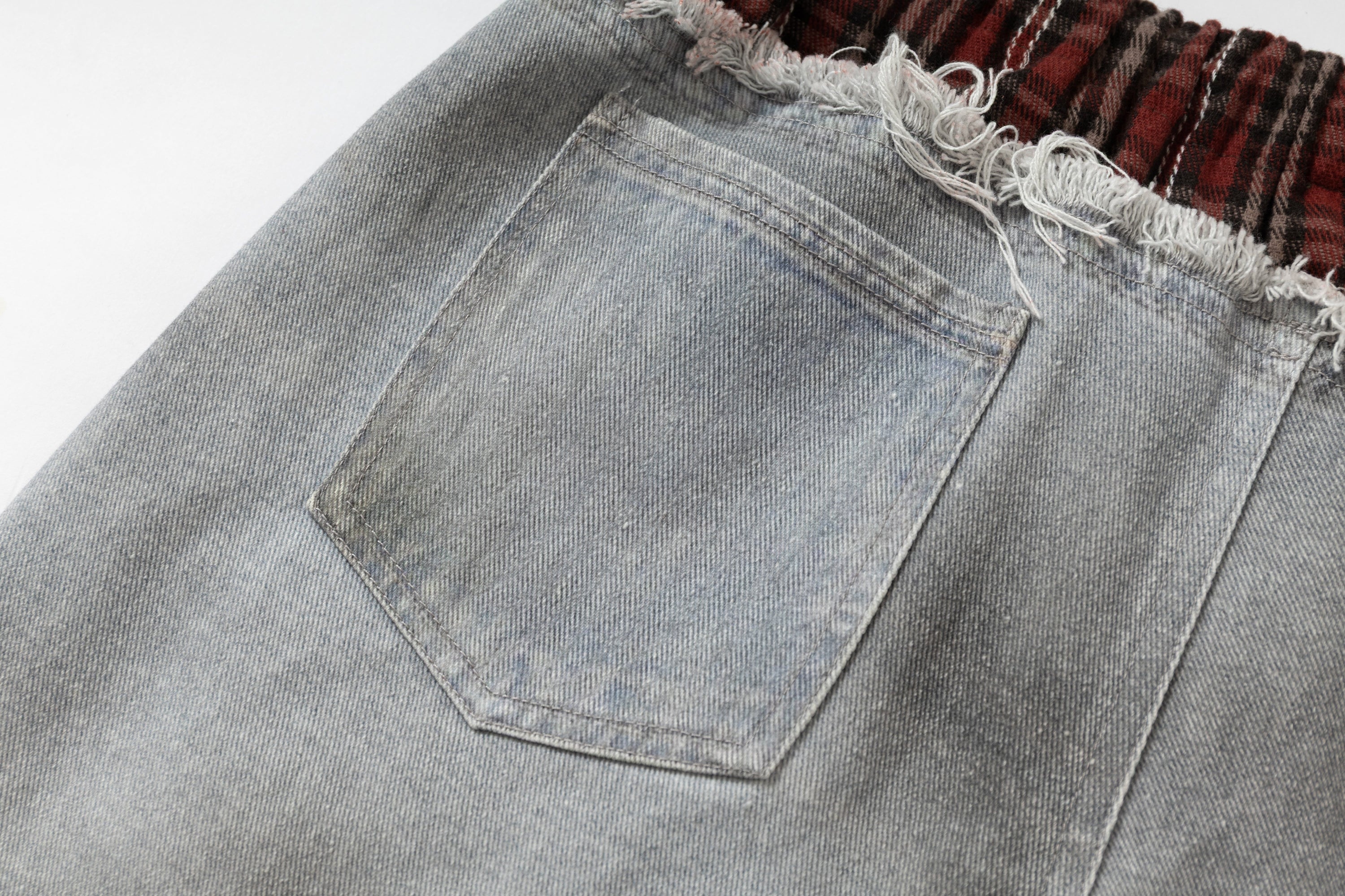 Omirad Plush Charm Distressed Wide-Leg Denim Jeans