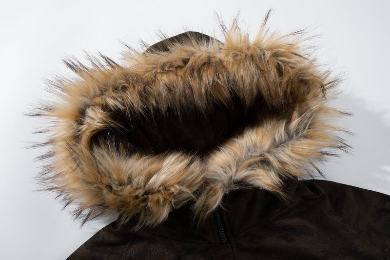 Omirad Camo Faux Fur Hood Bomber Jacket | Heavyweight Cotton