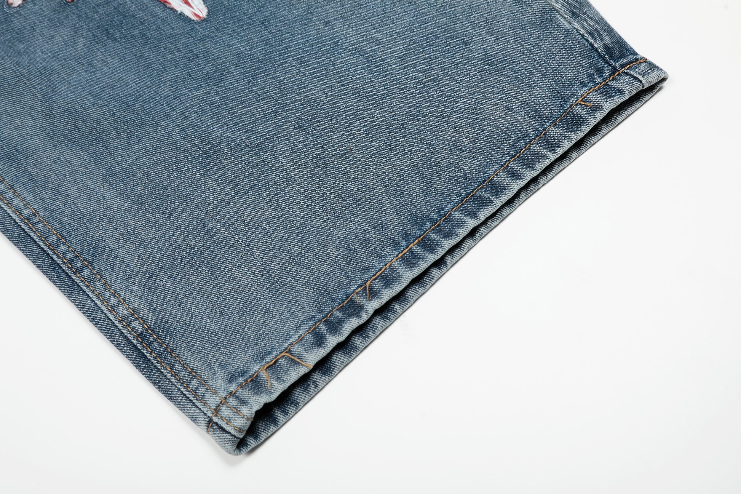 Gingham Star Patchwork Wide-Leg Jeans | Vintage Wash