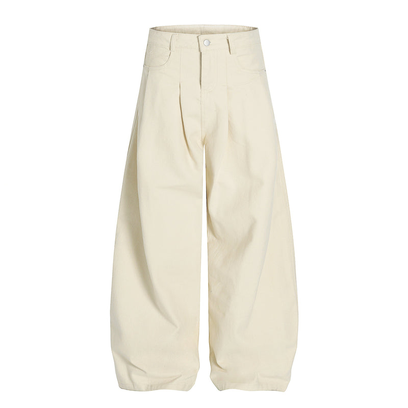 Wide-Leg Pleated Canvas Pants | Oversized Streetwear Trousers