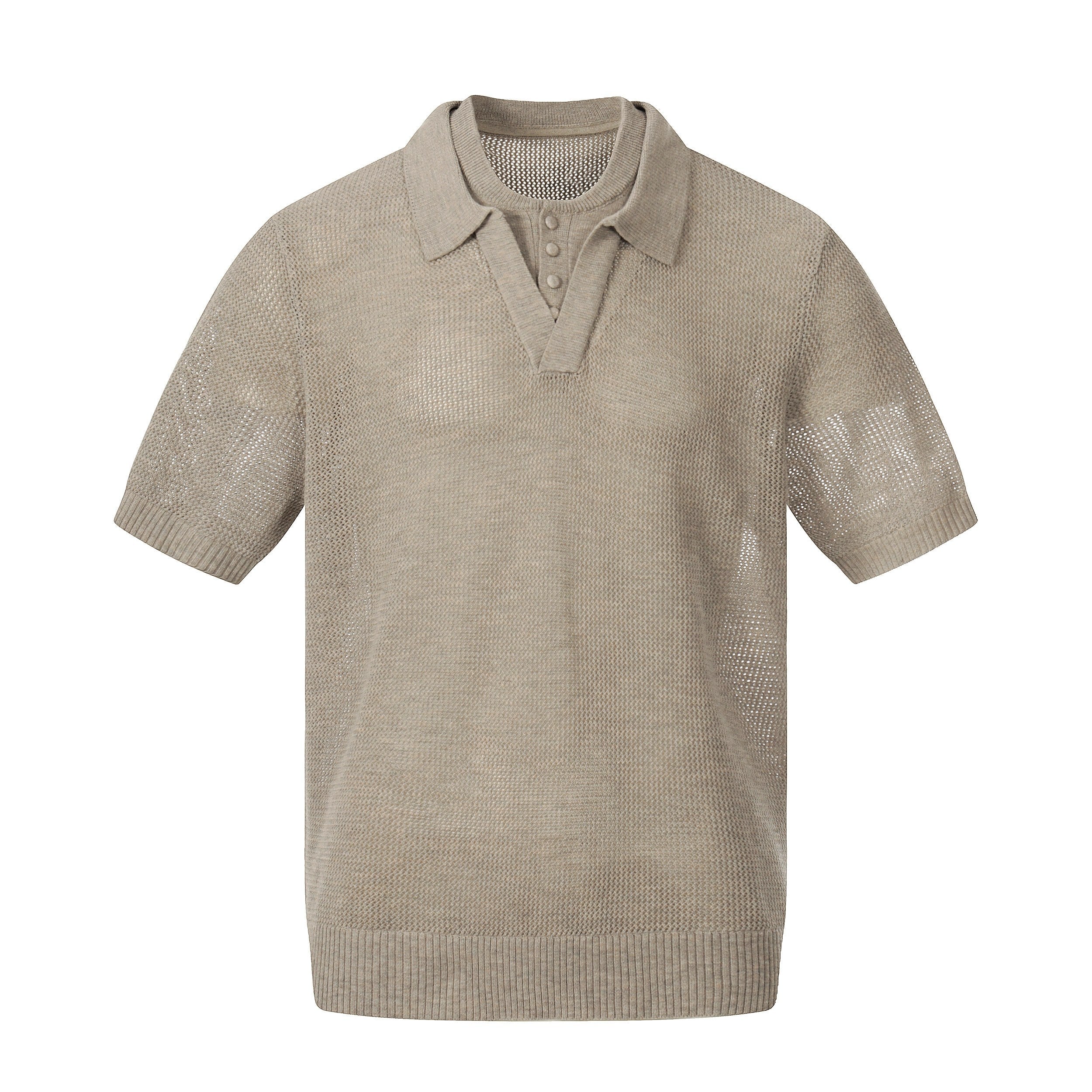 Men's Open Knit Polo Shirt | Breathable Cotton Summer Tee