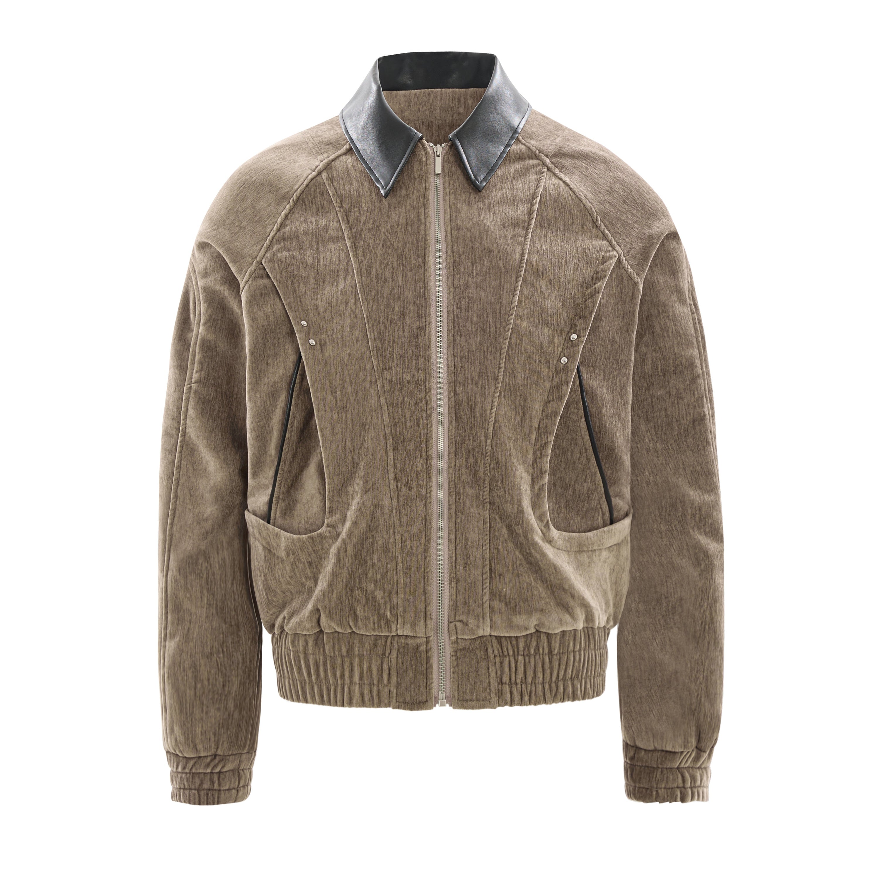 Omirad Chenille Bomber Jacket with Faux-Leather Collar