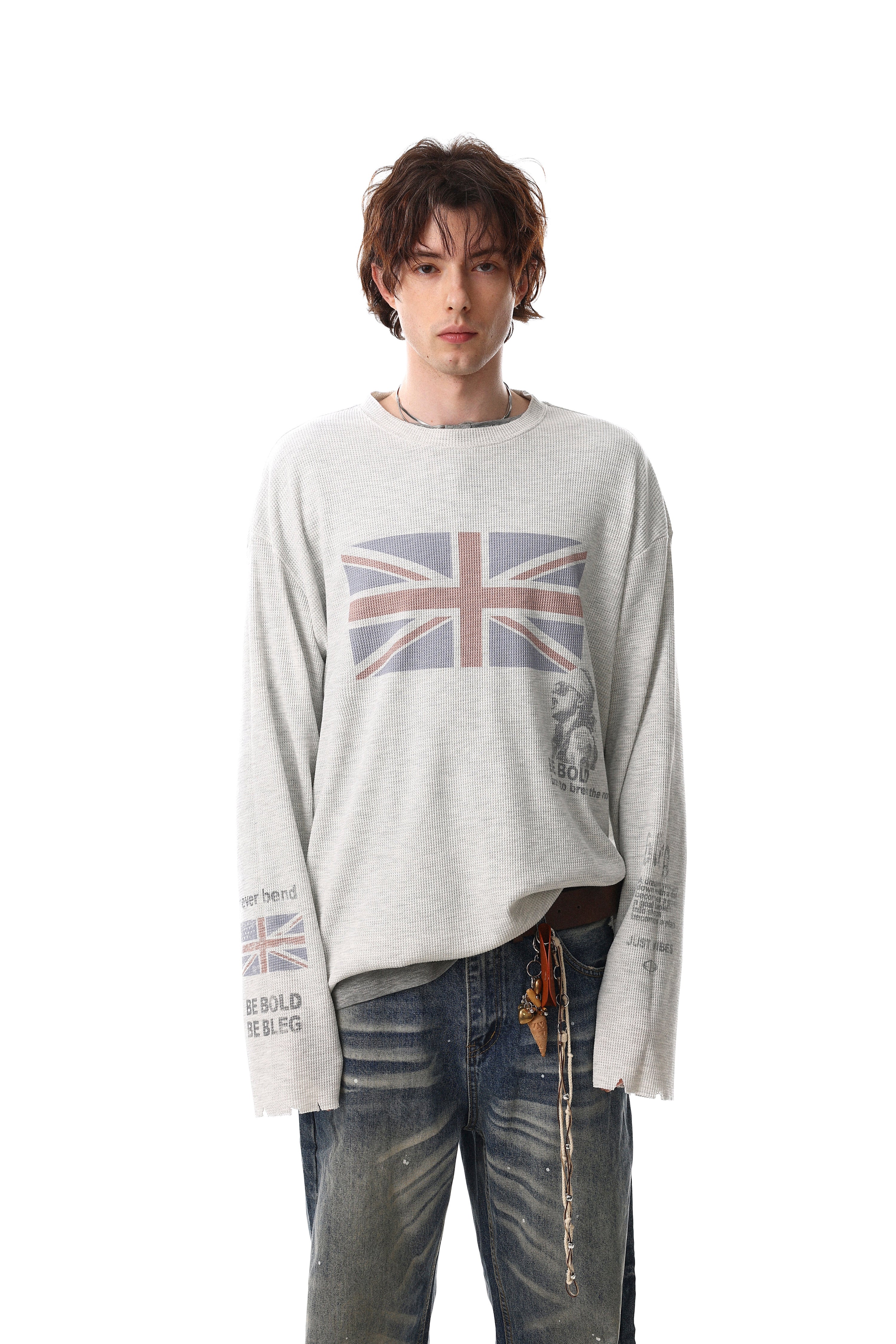 Omirad Union Flag Graphic Long Sleeve Tee | Streetwear Cotton