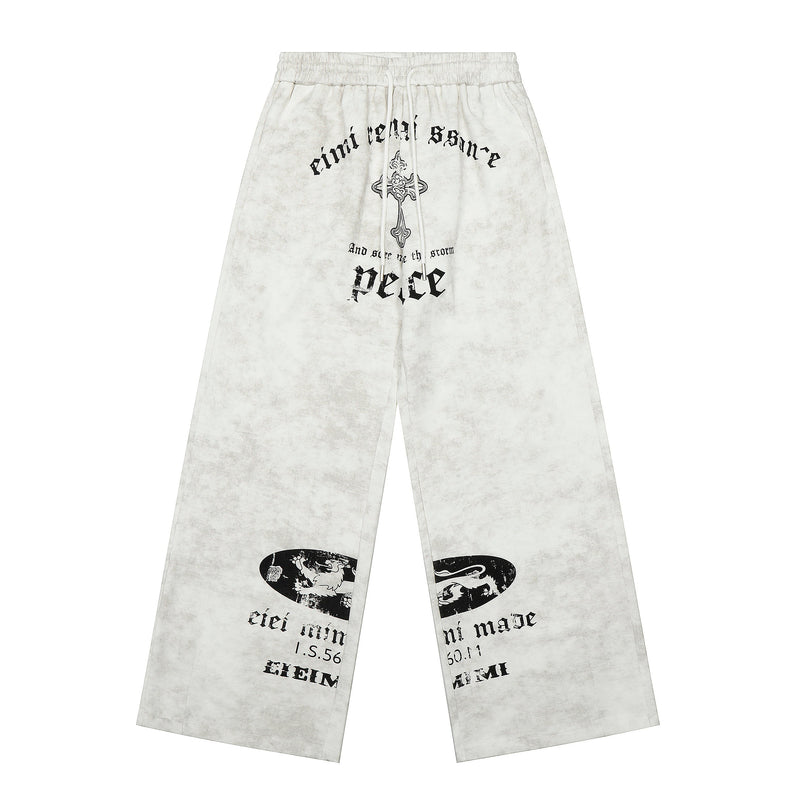 Omirad Vintage Wash Gothic Graphic Sweatpants | Wide Leg