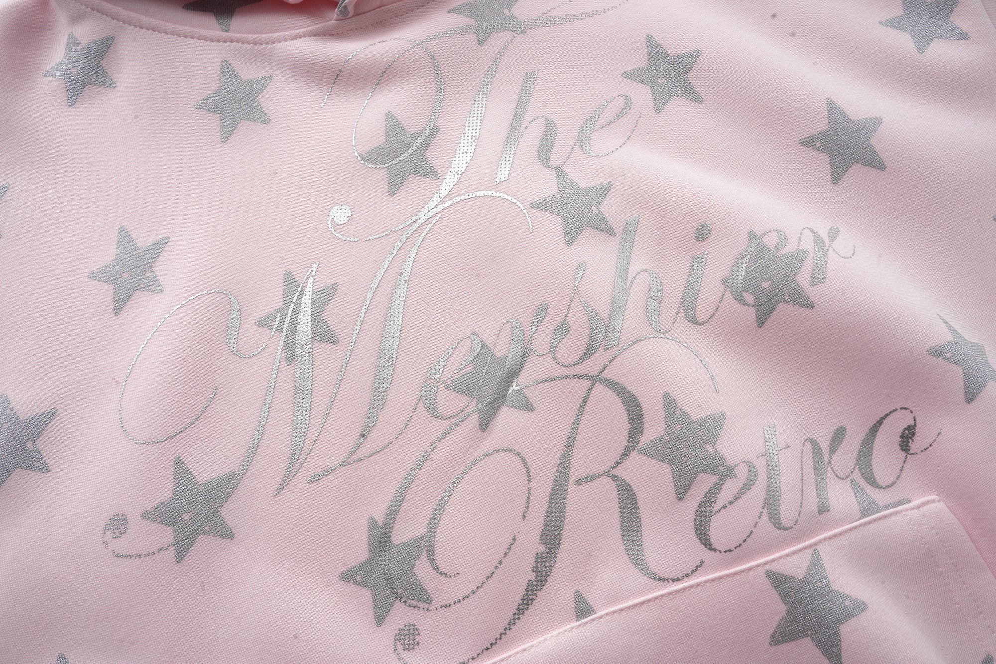 Pink Star Print Hoodie | Glitter Script Streetwear Sweatshirt