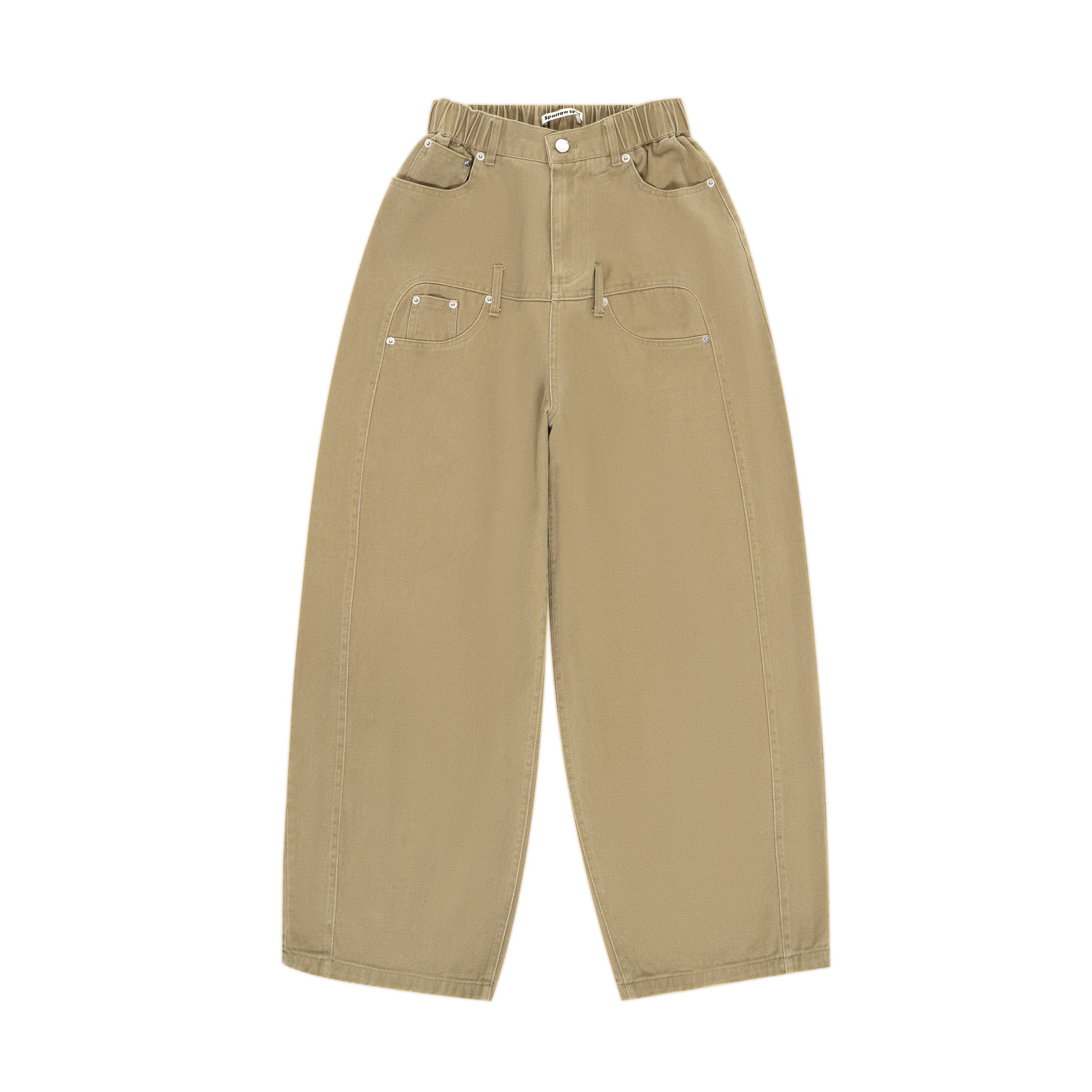High-Waist Wide-Leg Denim Pants | Vintage Wash Cotton