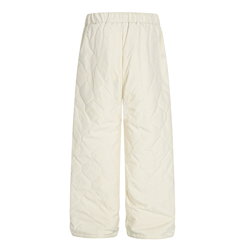 Quilted Wide-Leg Track Pants with Racing Stripes