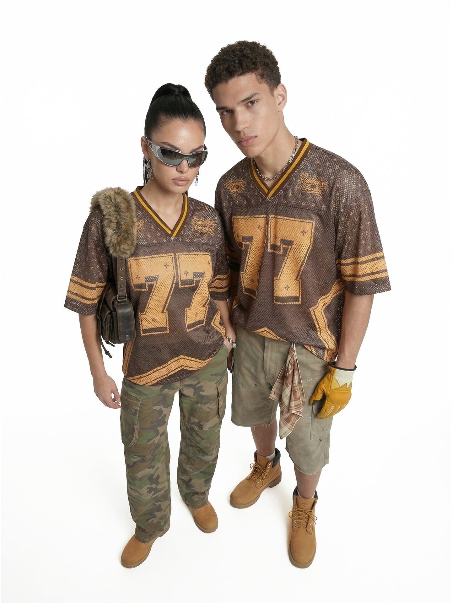 Omirad Retro Star 77 Mesh Jersey T-Shirt | Brown & Gold