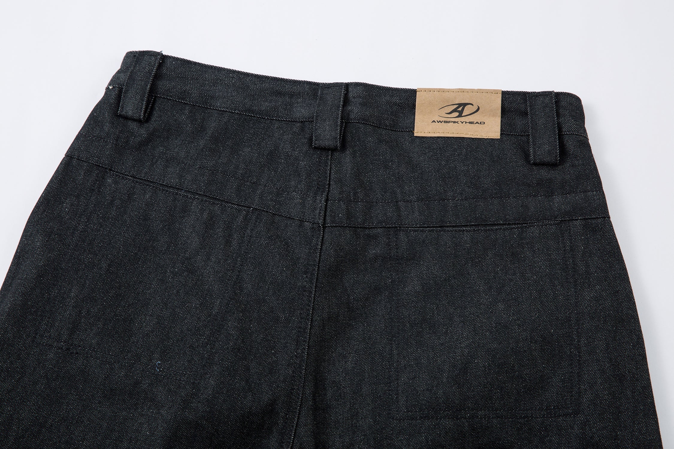 Structured Pleat Wide-Leg Dark Denim Pants | Omirad