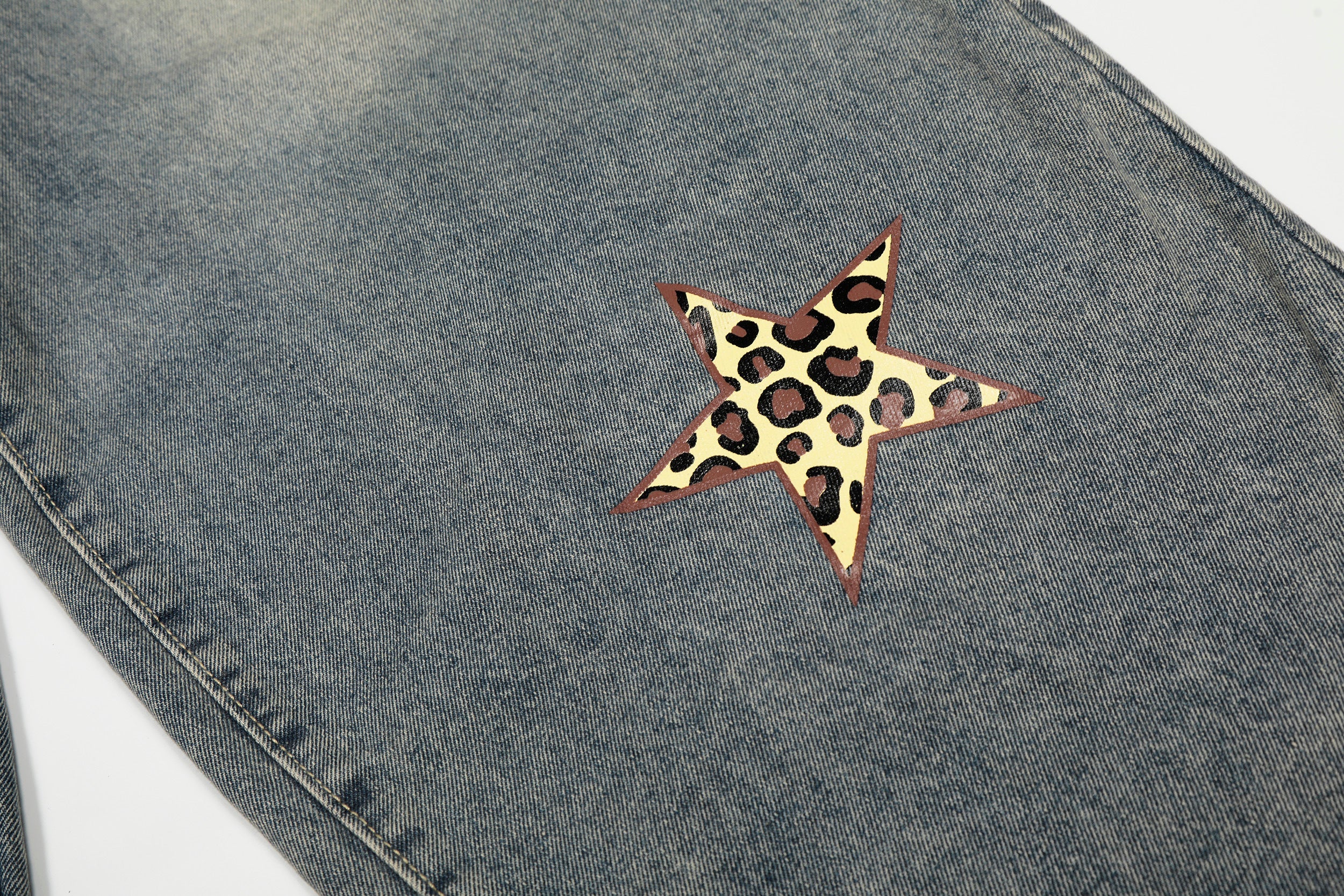 Omirad Leopard Star Wide-Leg Barrel Jeans | Y2K Streetwear