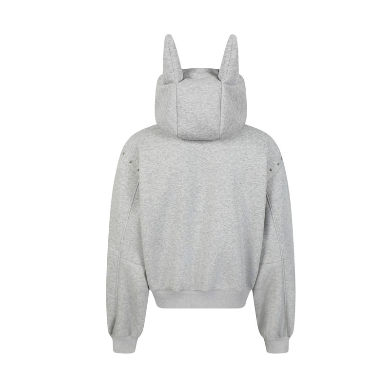 Omirad Devil Horn Studded High-Neck Zip Hoodie | Oversized Fit