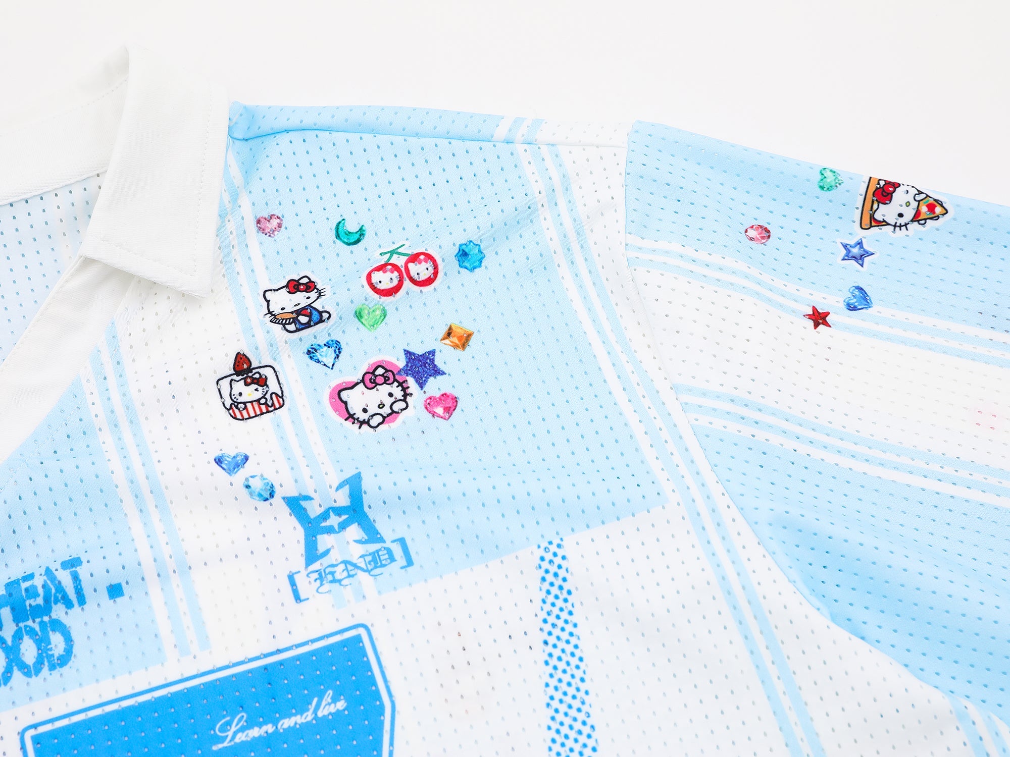 Hello Kitty Varsity Mesh Jersey | Striped Athletic Street Top