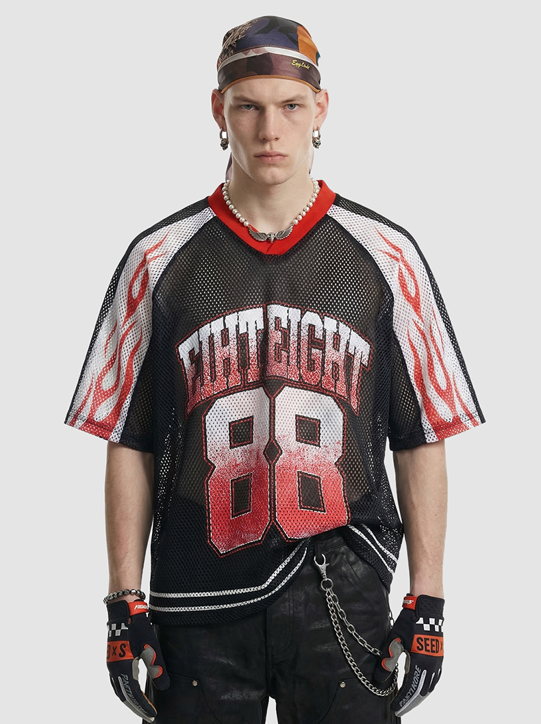 Omirad College 88 Flame Mesh Jersey T-Shirt | Streetwear