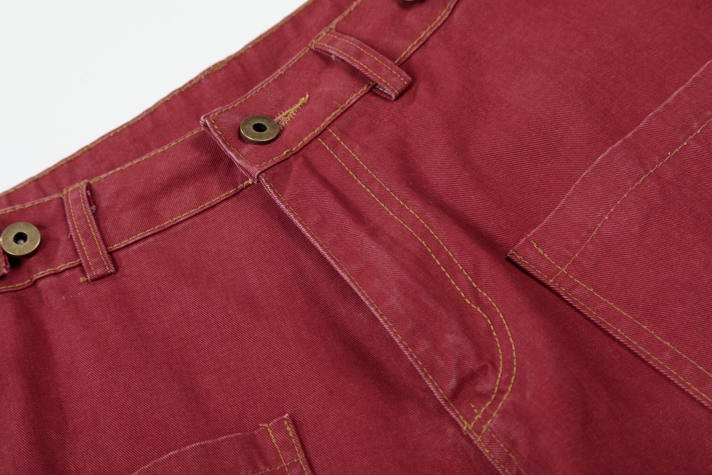 Vintage Red Wide-Leg Jeans | Rhinestone Star Splatter Denim