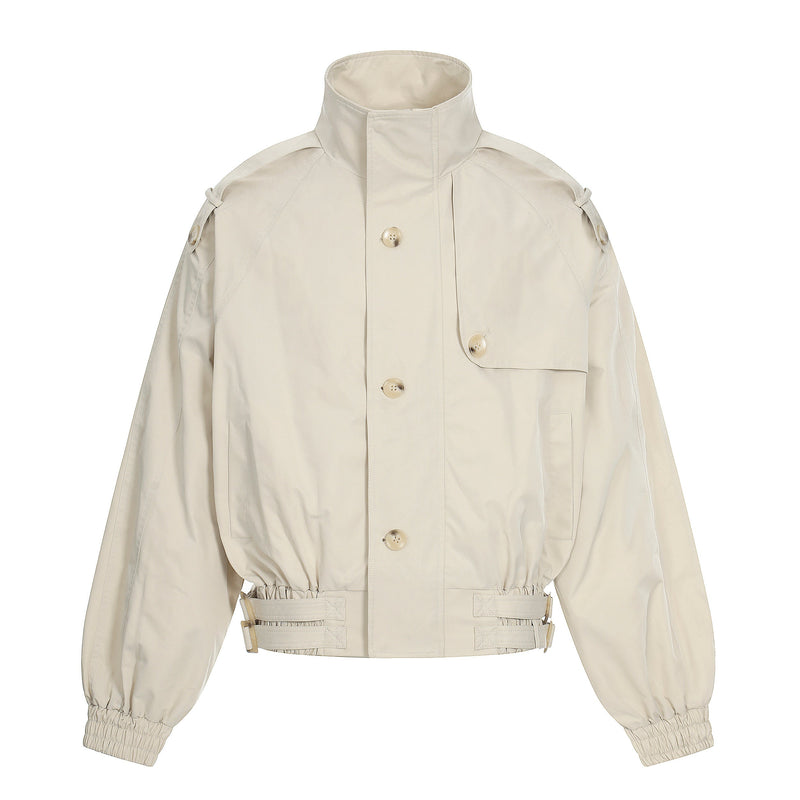 Utility Stand Collar Cropped Jacket | 100% Cotton