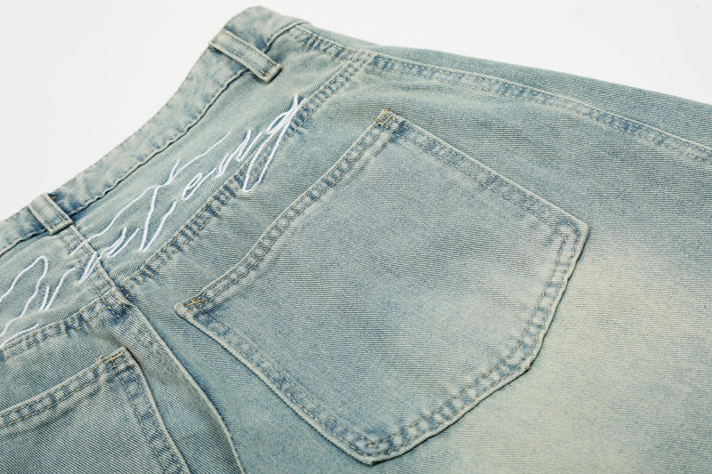 Omirad Curved Barrel Jeans | Wide Leg Vintage Wash Denim