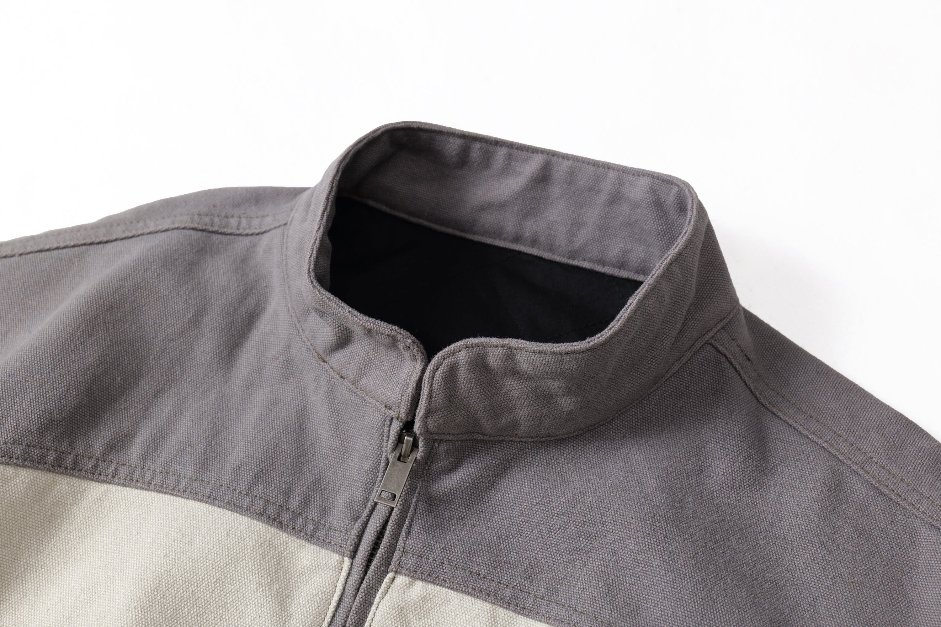 Two-Tone Curved Panel Bomber Jacket | Relaxed Street Fit