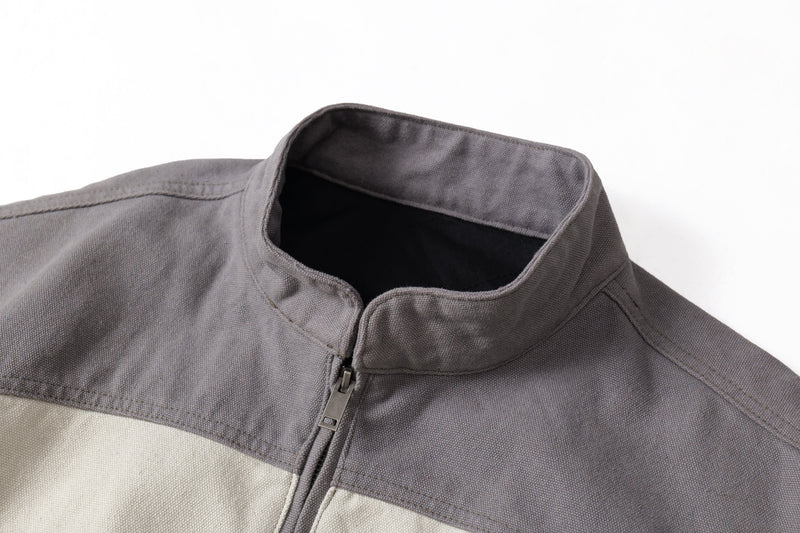 Two-Tone Curved Panel Bomber Jacket | Relaxed Street Fit