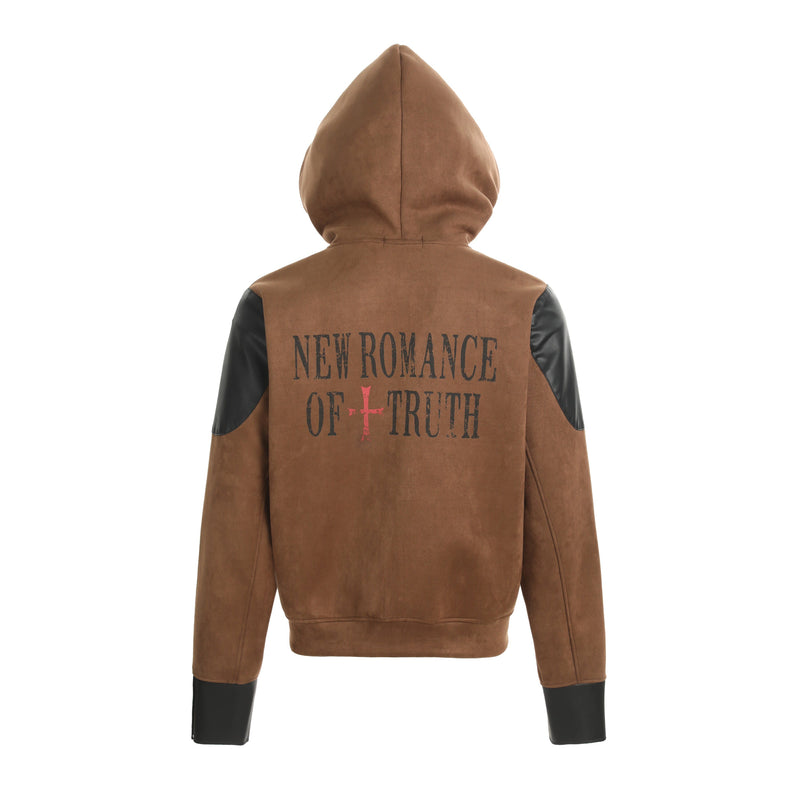 Truth Blazing Flame Mixed-Media Embroidered Hooded Jacket