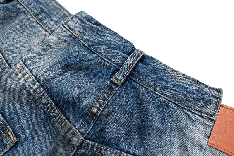 Omirad Distressed Fade Wide-Leg Denim Shorts | Streetwear