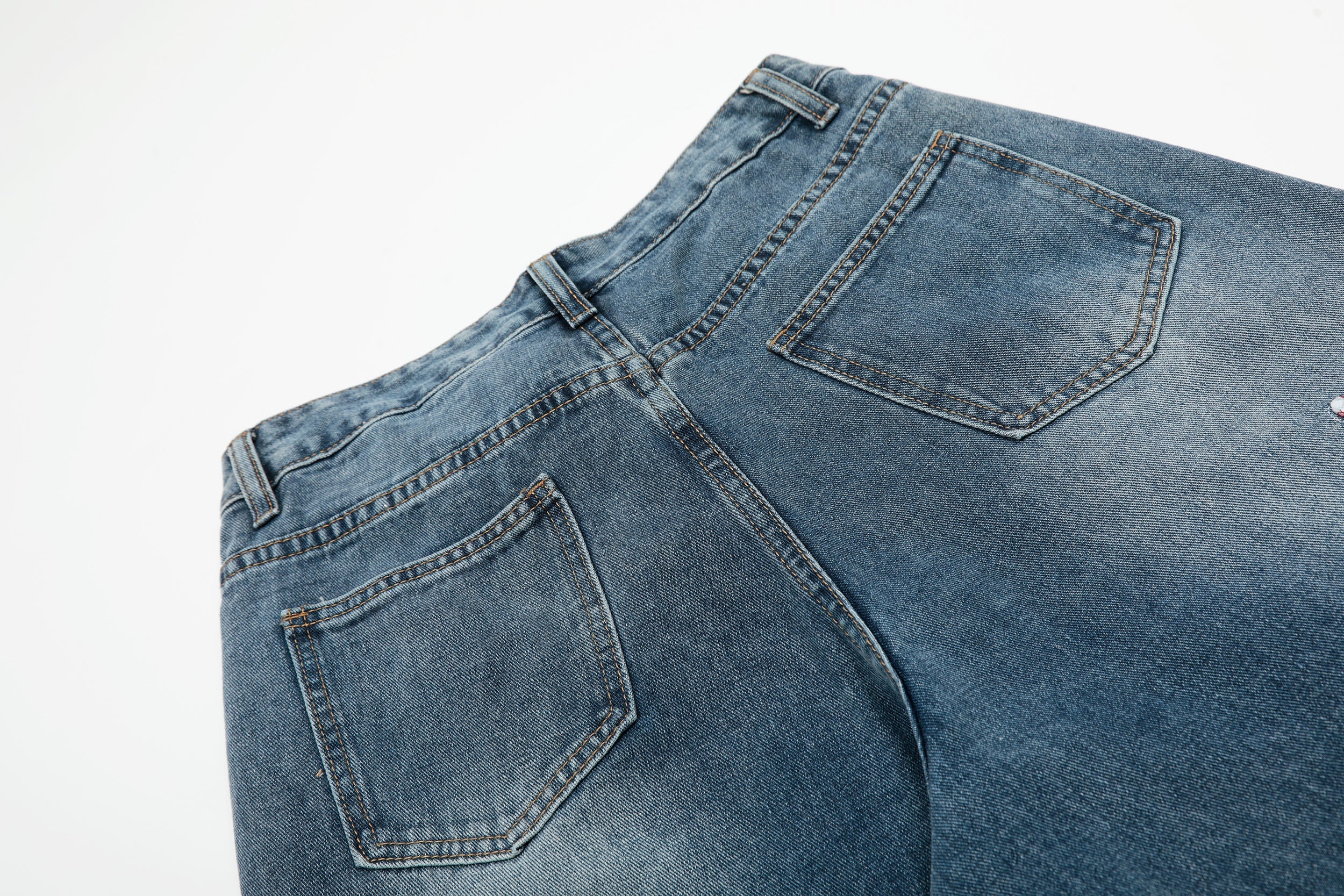 Gingham Star Patchwork Wide-Leg Jeans | Vintage Wash
