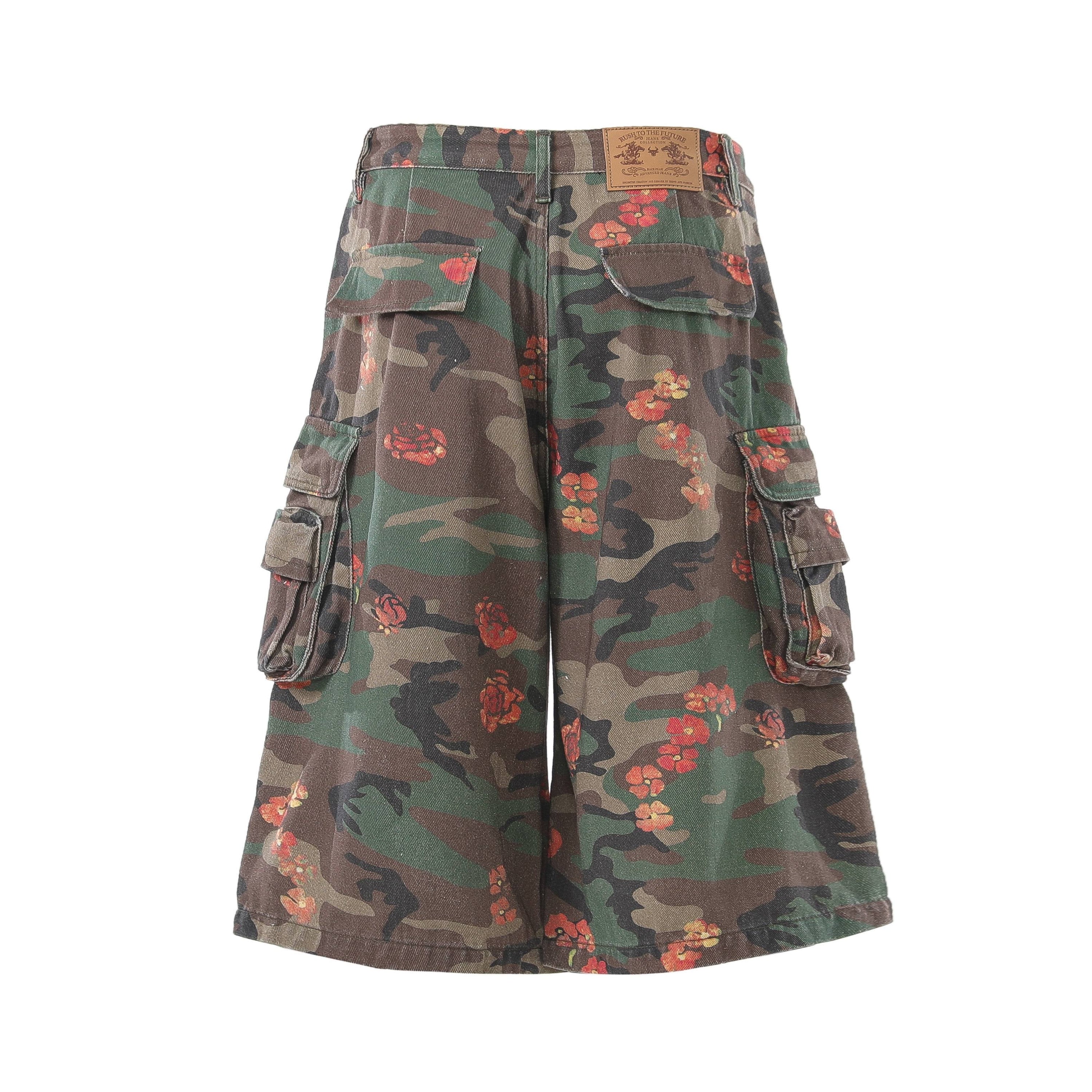 Omirad Floral Camo Cargo Shorts | Wide Leg Streetwear