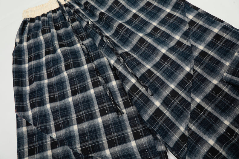 Plaid Cargo Wide-Leg Pants | Patchwork Streetwear Trousers
