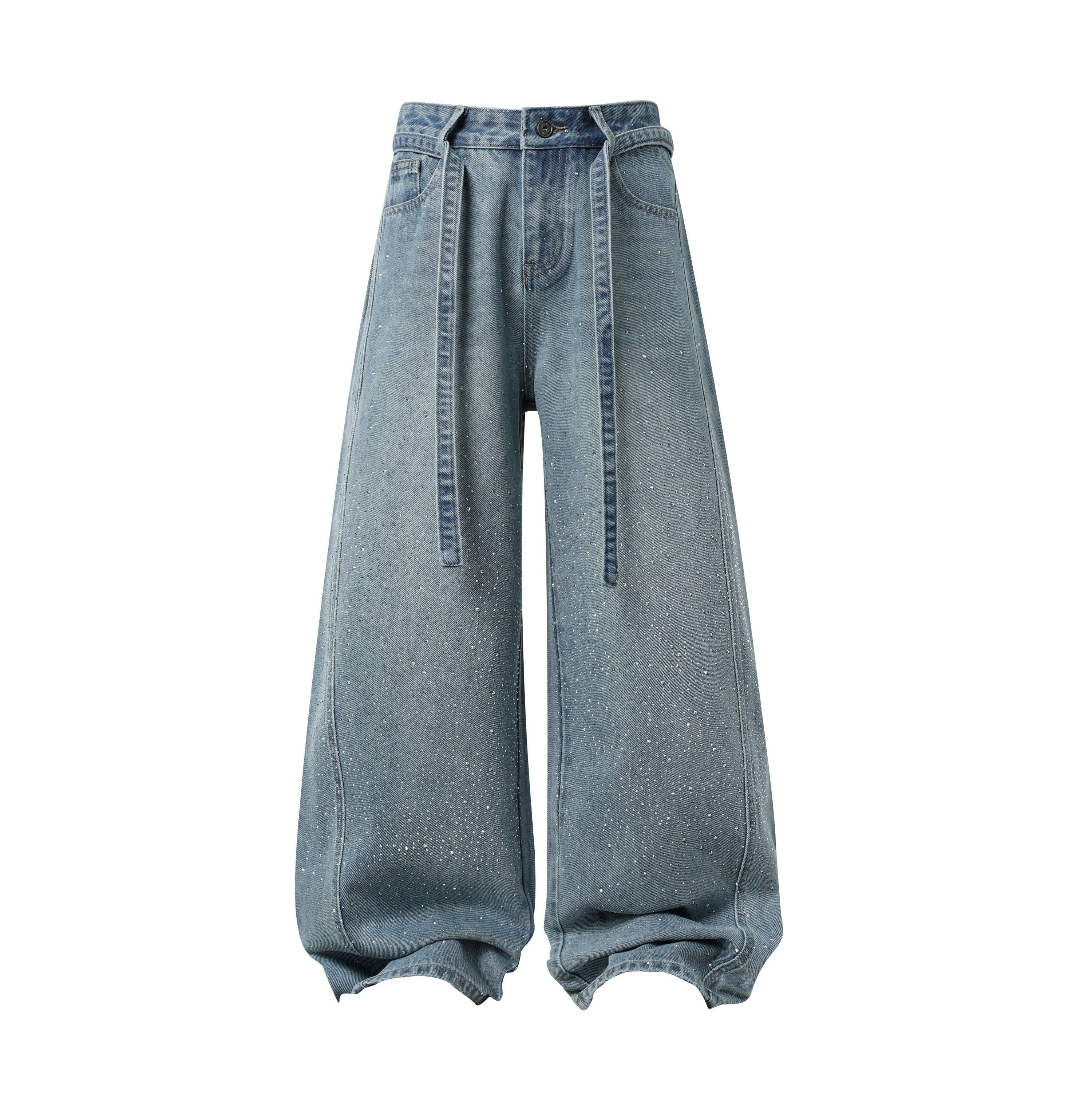 Omirad Starlight Dust Wide-Leg Baggy Jeans | Rhinestone Denim