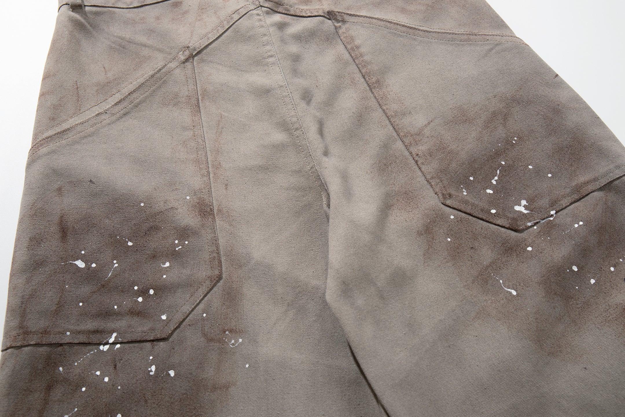 Omirad Distressed Panel Wide-Leg Pants | Paint Splatter