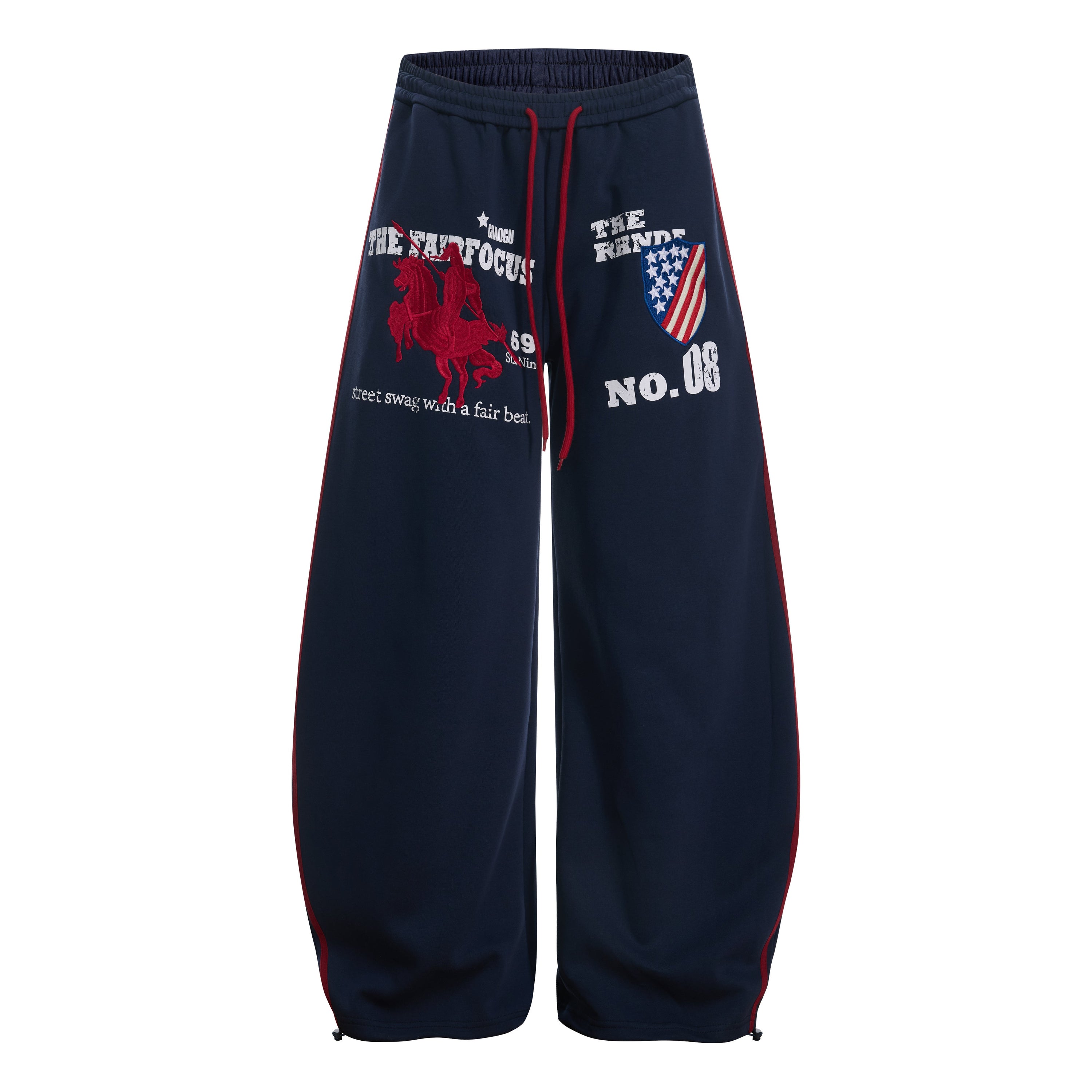 Retro College Badge Wide-Leg Sweatpants | Varsity Streetwear