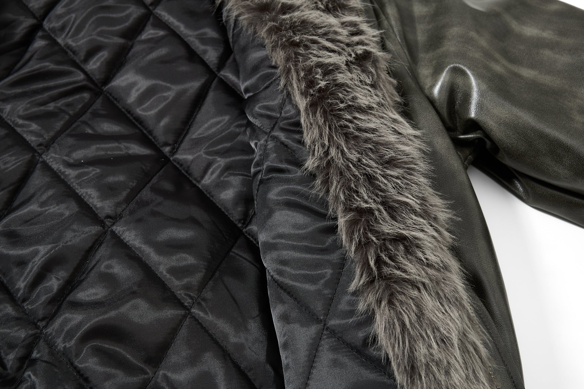 Omirad Faux Leather Bomber Jacket with Faux Fur Collar