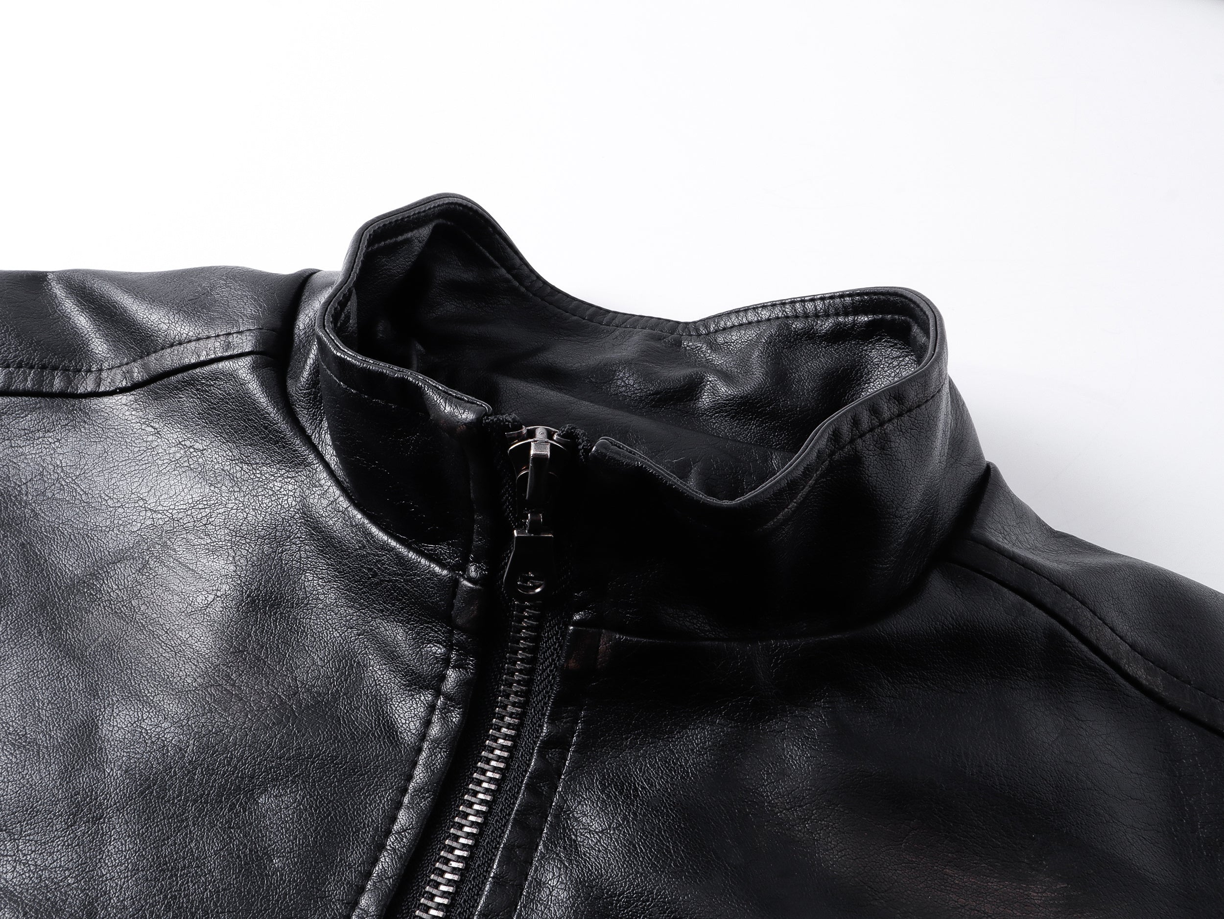 Omirad Men's Faux Leather Biker Jacket | Full-Zip Moto Style