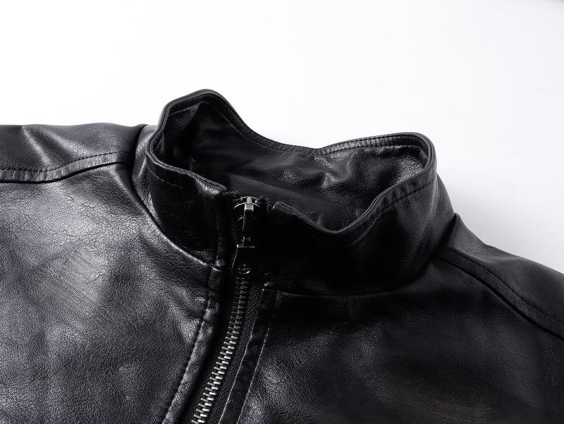 Omirad Men's Faux Leather Biker Jacket | Full-Zip Moto Style